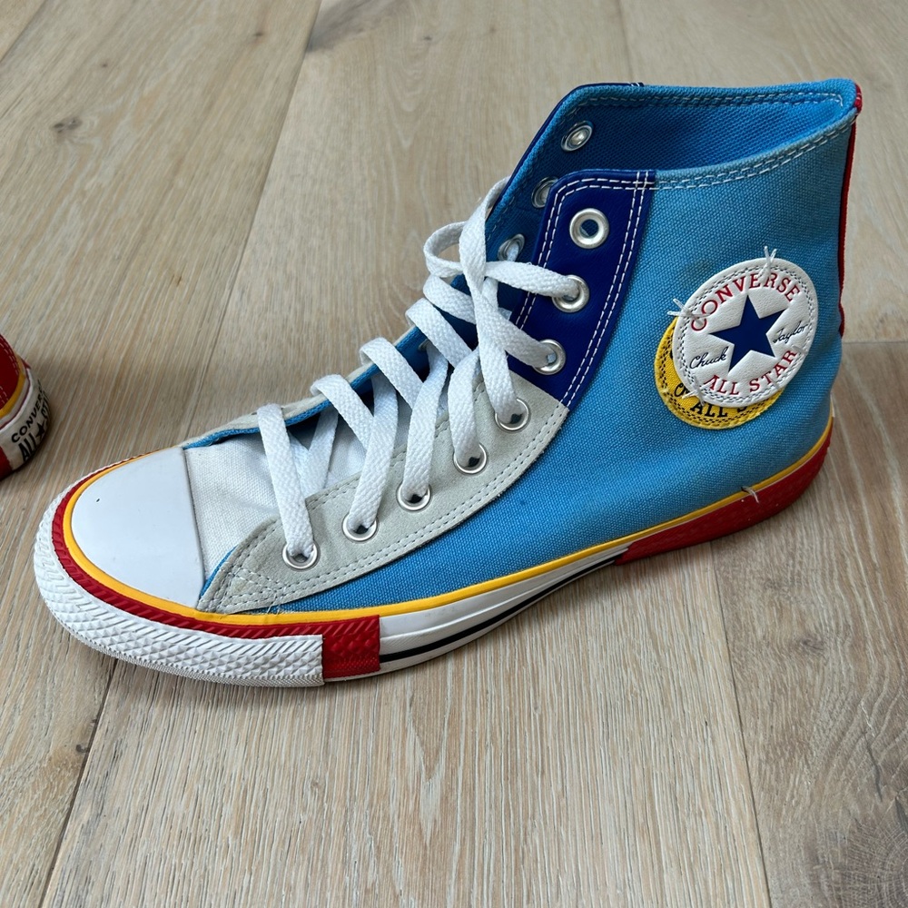 ❌SOLD💰Converse Chuck Taylor Blue and Red High-Top Double Logo Sneakers Men size7 - Picture 3 of 12